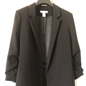H&M casual black blazer with ruched sleeves